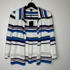 ST. JOHN Womens Size 2 Open Front Striped Blazer Jacket